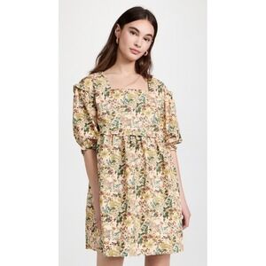 Meadows Floral Print Square Neck Puff Sleeve‎ Babydoll Mini Dress Size 4